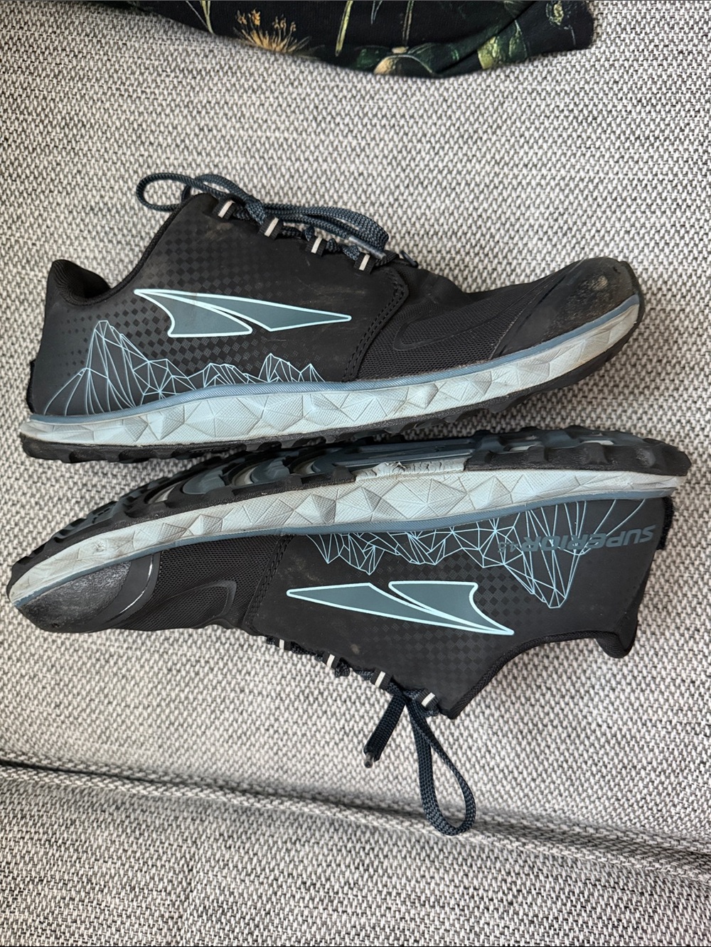 Altra Black Lone Peak Trail Shoes, size 10.5 Women’s with Blue / Gray Accents